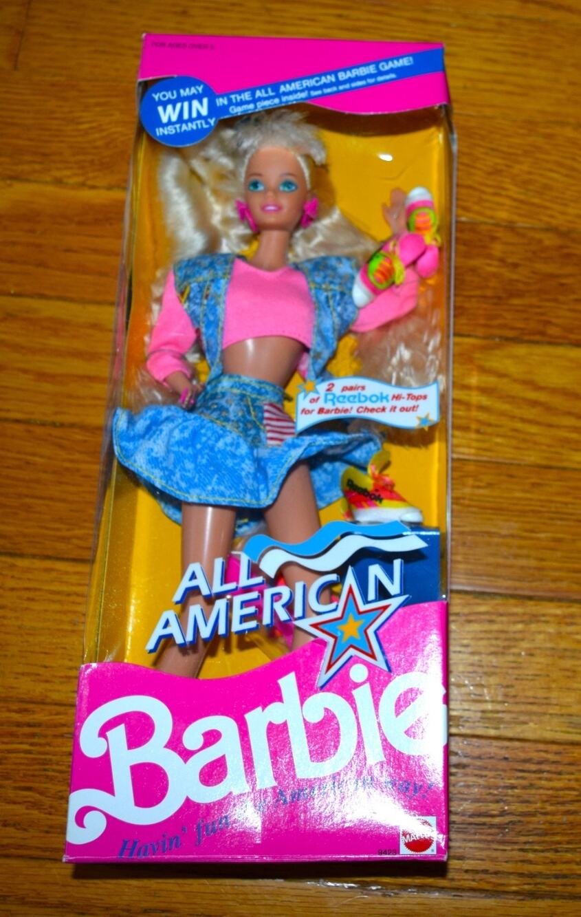 Vtg All American Barbie Reebok Edition 1990 Mattel 9423 box indicates Win/ RARE!